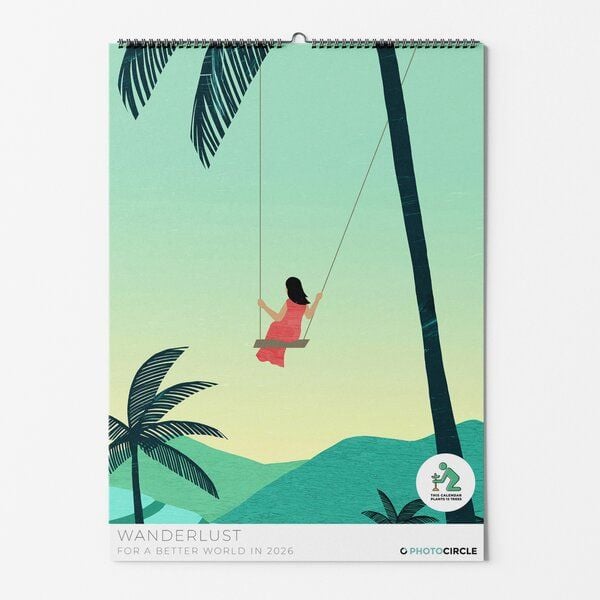 Photocircle Wanderlust Reise Kalender 2026 – Nachhaltiger Wandkalender mit Illustrationen von Katinka Reinke von Photocircle