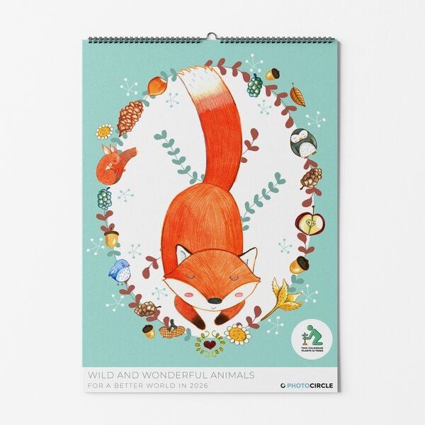 Photocircle Wilde & Wundervolle Tiere Wandkalender 2026 fürs Kinderzimmer mit süßen, fantasievollen Illustrationen von Judith Loske von Photocircle