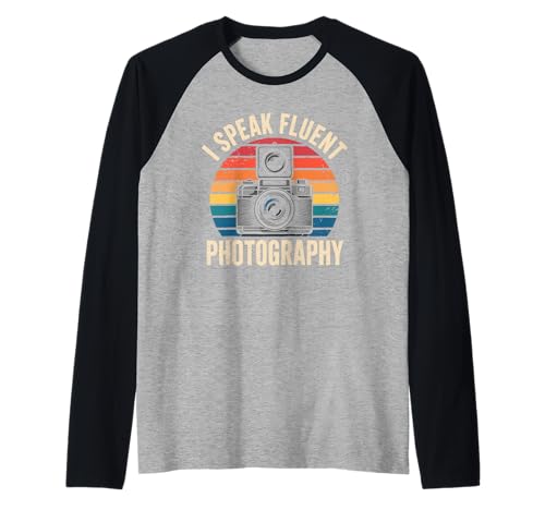 Ich spreche fließend Fotografie Retro Männer Vintage Kamera Raglan Ich spreche fließend Fotografie Retro Männer Vintage Kamera Raglan von Photographer Photographing Photo Shooting