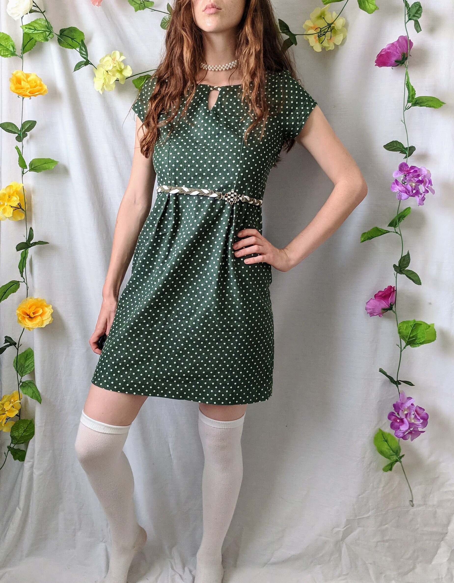 Grünes Polka Dot Kleid von Phrodyte