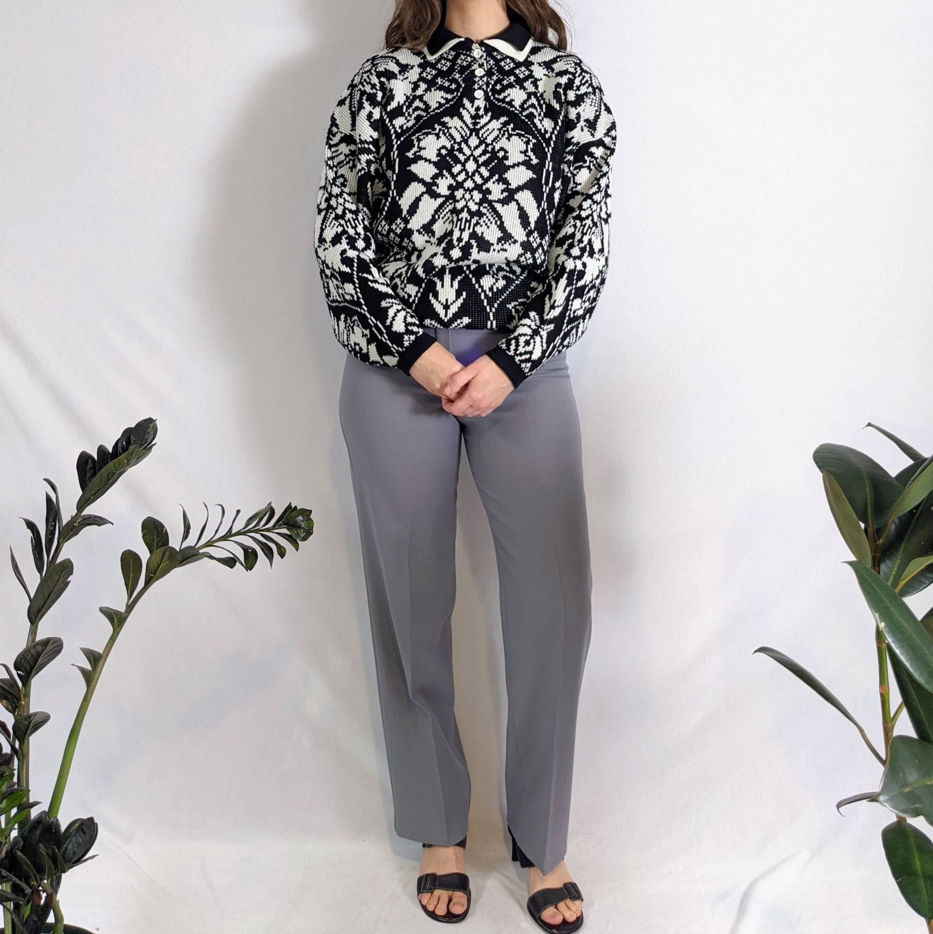 Vintage Abstrakt Schneeflocke Lagenkragen Pullover 1990Er Oxford Street von Phrodyte