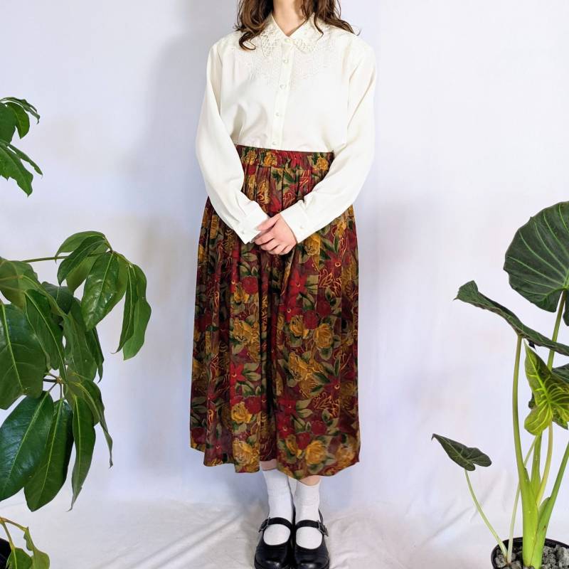 Vintage Bestickte Creme Weiße Bluse 1990Er Jahre von Phrodyte