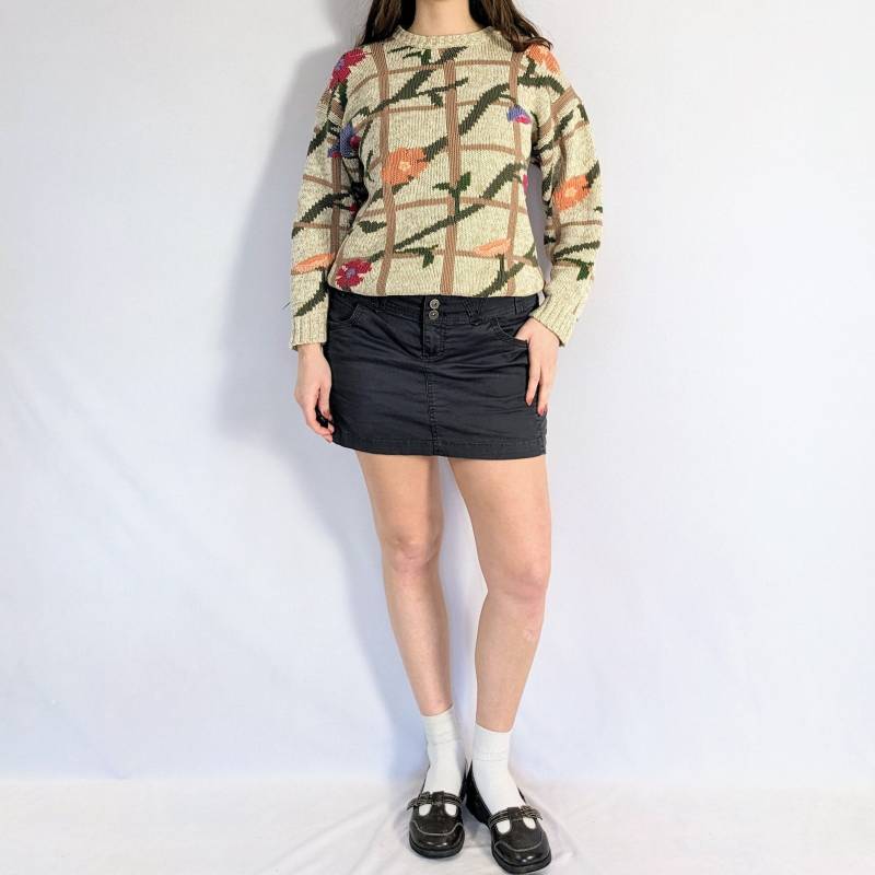 Vintage Blumen Strick Pullover 1990Er Jahre Boston Traders von Phrodyte