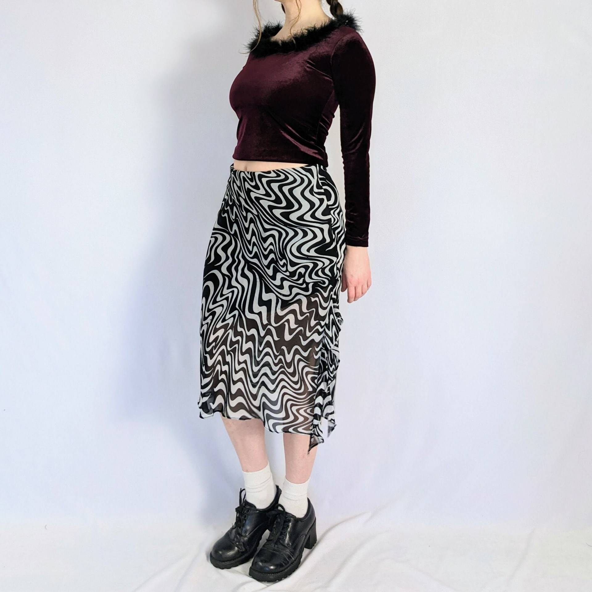 Vintage Burgunder Samt Hemd Mit Federkragen 1990Er Jahre Le Chateau von Phrodyte