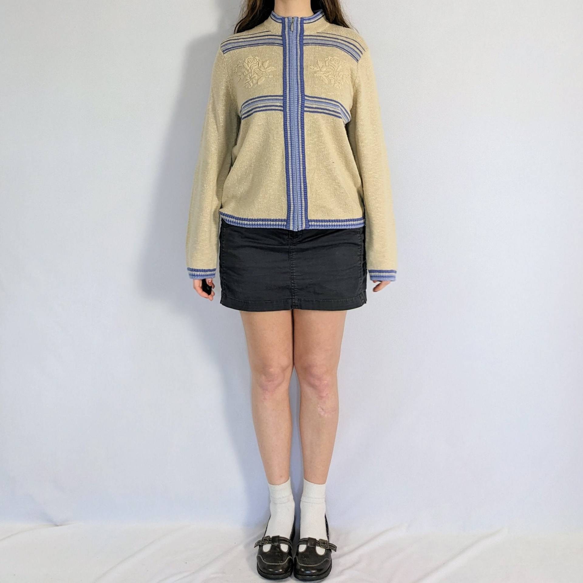 Vintage Floral Zip-Up Cardigan 2000Er Jahre Nördliche Reflexionen von Phrodyte