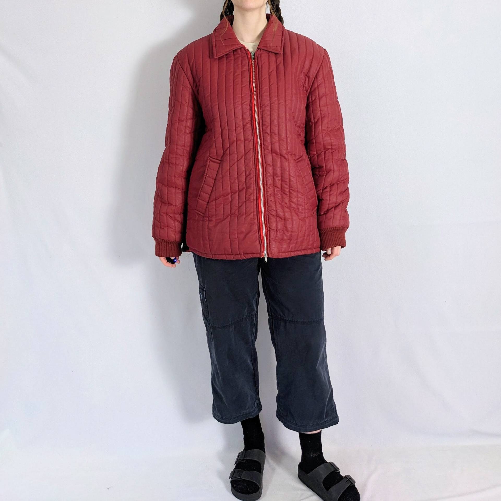Vintage Quilted Rote Jacke 1970Er Jahre Gary Mor von Phrodyte