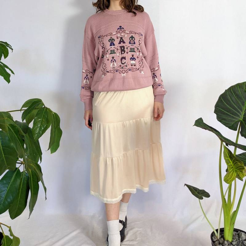 Vintage Rosa Strick Western Sampler Pullover 1970Er Jahre Violett Strickkollektionen von Phrodyte