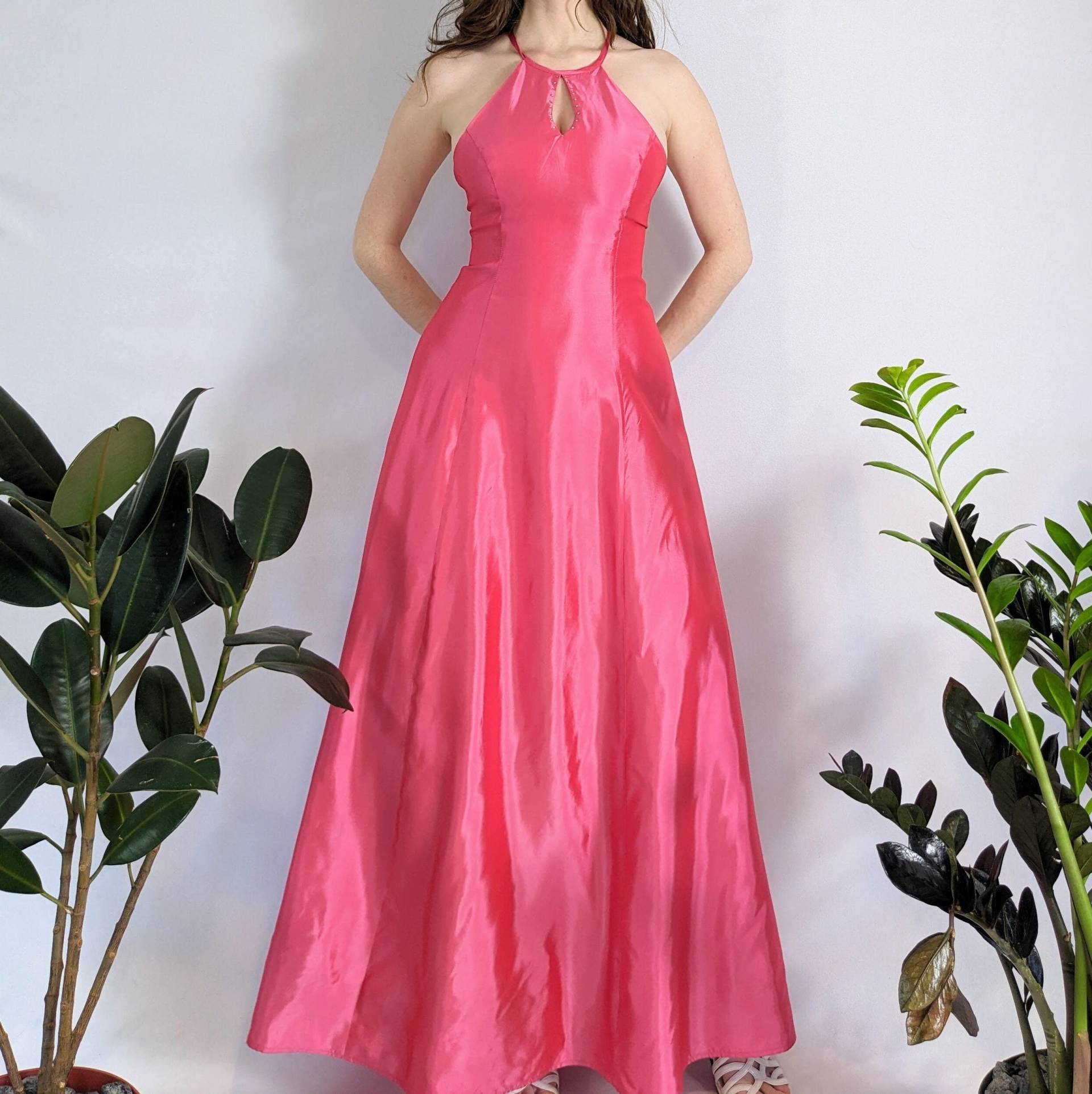 Vintage Schillernde Hot Pink Abendkleid 1990Er Jahre Roberta von Phrodyte