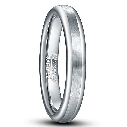 Phyonio 4mm Damen Ringe Wolfram Silber Matt Gebürstet Verlobungsring Partnerring Eheringe Trauringe Größe 49,3(15,7) von Phyonio