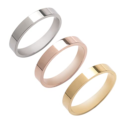 Phyonio 3PCS Edelstahlringe Damen Edelstahl Ringe Set Ring für Herren Ringe Frauen Set Silber Gold/Rosenton Größe 62(19,7) von Phyonio