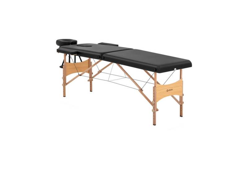 Physa Massageliege klappbar extrabreit Massagebank Massagetisch Holzrahmen 227 kg Schwarz von Physa