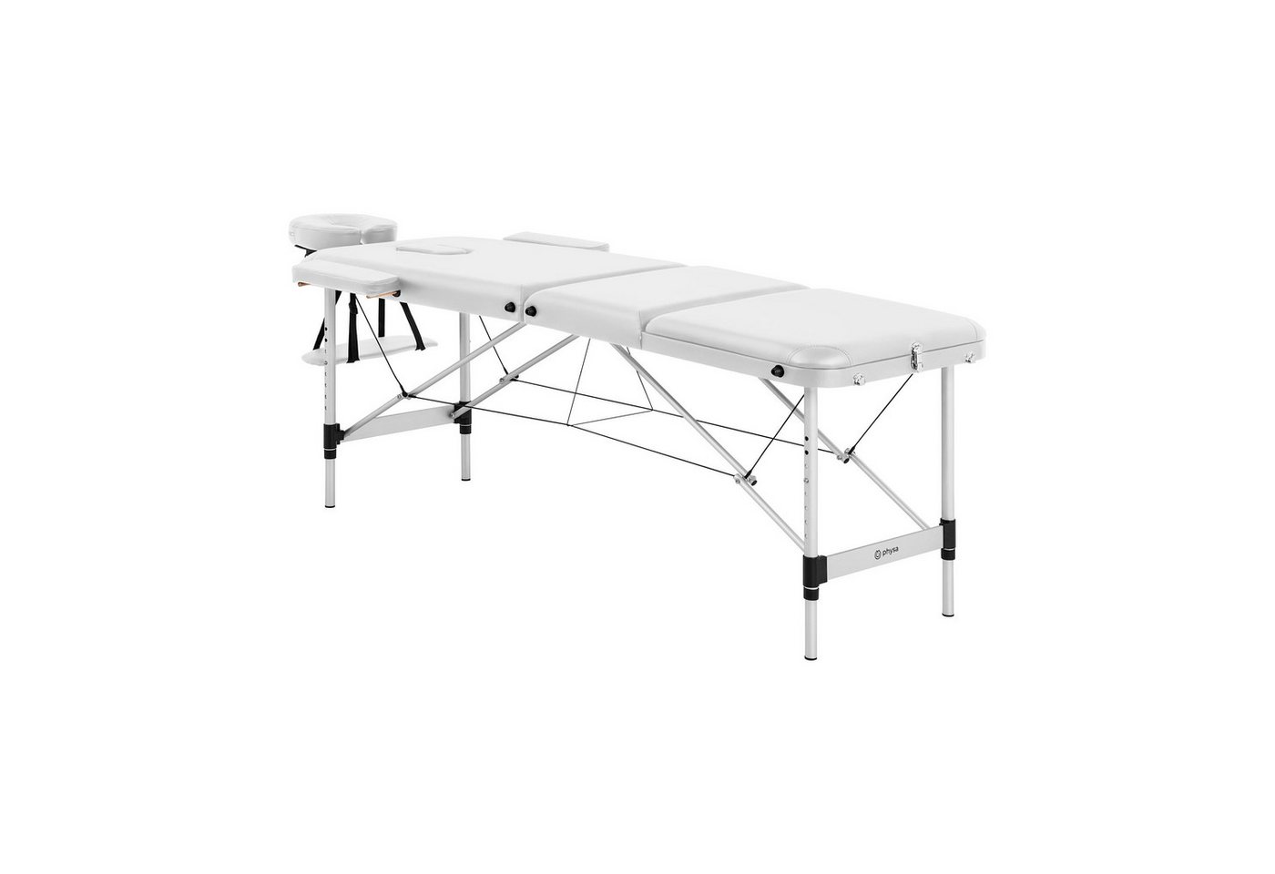 Physa Massageliege 180 kg Massagetisch Massagebank Tasche Klappbar Mobile Aluminiumrahmen, Weiß von Physa