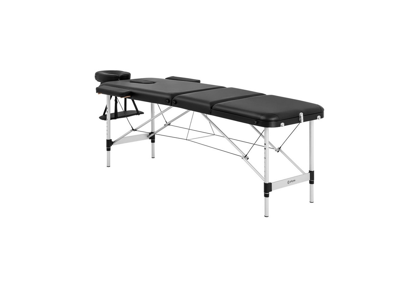 Physa Massageliege klappbar Massagebank Massagetisch Aluminiumrahmen 180 kg Kosmetikliege, Schwarz von Physa