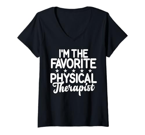 Damen Ich Bin der Lieblings-Physiotherapeut T-Shirt mit V-Ausschnitt von Physical Therapist Gifts & Physical Therapy Gift