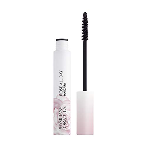 Physicians Formula, Rosè All Day Mascara, langer Halt und Volumen mit einer hochpigmentierten Formel, mit Rosenwasser, Kirschpflaume, Gojibeeren, Lifting-Effekt, Vegan, Schwarz von Physicians Formula