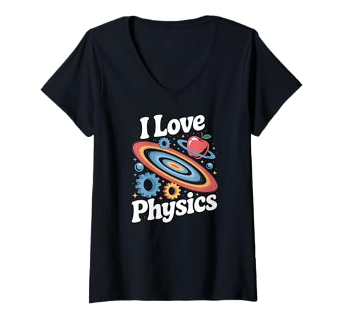 Damen Ich liebe Physik Cosmic Apple Enthusiast T-Shirt mit V-Ausschnitt Damen Ich liebe Physik Cosmic Apple Enthusiast T-Shirt mit V-Ausschnitt von Physics Enthusiast Cosmic Apple Orbit