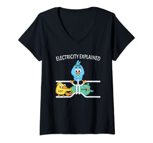 Damen Elektrizität Explained stuff I funny Physik Nerd Geschenk T-Shirt mit V-Ausschnitt von Physics Teacher Gifts Electricity Explained Stuff