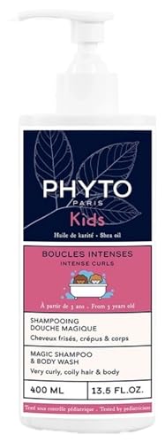 Phyto Paris Intense Locken für Kinder, 2-in-1-Dusch-Shampoo, 400 ml – reinigt sanft Körper & krauses Haar – nährt, entwirrt und macht es weich mit Shea & Akazienhonig von Phyto