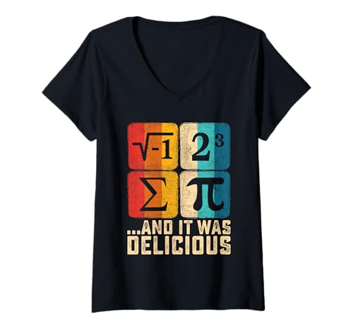 Damen I Ate Some Pie and It Was Delicious Funny PI Day Mathematik-Wortspiel T-Shirt mit V-Ausschnitt von Pi Day Shirt March 14 Math Lover Shirt