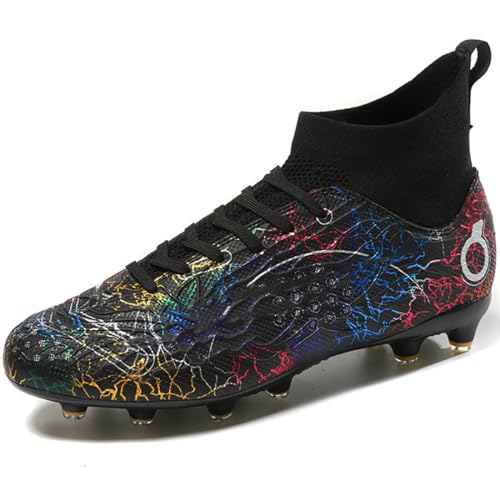 PiDaGlobal Fußballschuhe Herren Professionelle Kinder High Top Kunstrasen Fussballschuhe Stollenschuhe Kickschuhe Jugendliche Athletics Trainingsschuhe Outdoor Sportschuhe 37EU Schwarz von PiDaGlobal