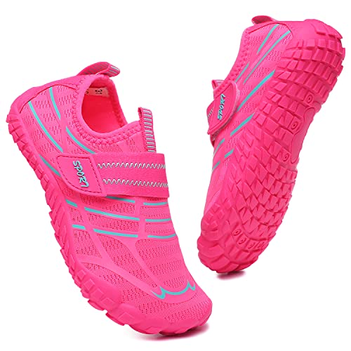 PiDaGlobal Kinder Wasserschuhe Strandschuhe Jungen Mädchen Schwimmschuhe Badeschuhe Schnelltrocknende Aquaschuhe Leichte rutschfest Barfuß-Sportschuhe 32EU Rosenrot von PiDaGlobal