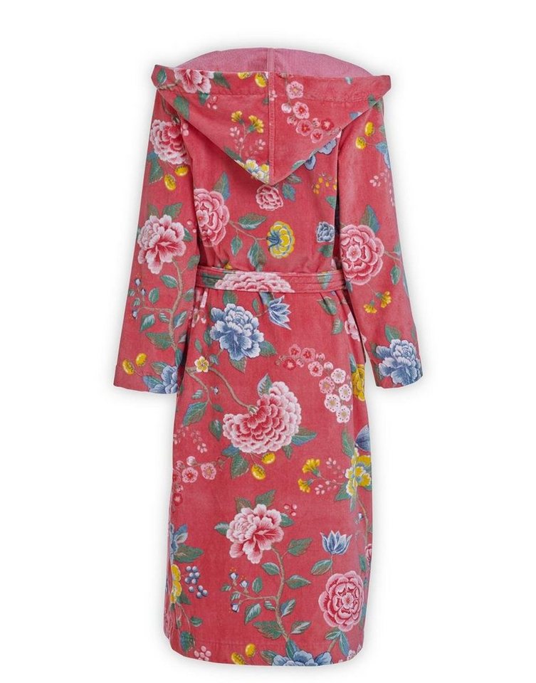 PiP Studio Bademantel Good Evening Bathrobe Coral S Korallenrot 100% Cotton, terry velo, Bademantel Damen und Herren Morgenmantel Frottee von PiP Studio