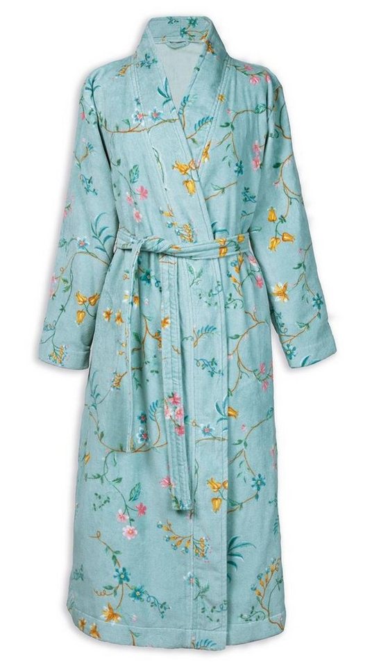 PiP Studio Bademantel Les Fleurs Bathrobe Blue Xl Blau 100% Cotton, terry velour, 380 G, Bademantel Damen und Herren Morgenmantel Frottee von PiP Studio