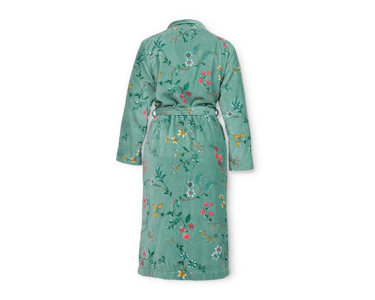 PiP Studio Bademantel Les Fleurs Bathrobe Green S Grün 100% Cotton, terry velour, 380 G, Bademantel Damen und Herren Morgenmantel Frottee von PiP Studio