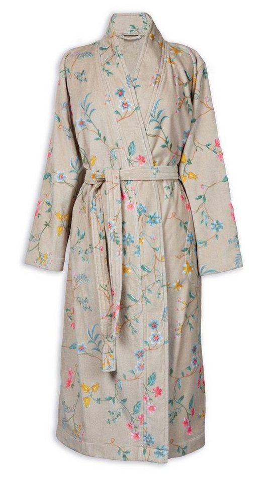 PiP Studio Bademantel Les Fleurs Bathrobe Khaki M Khaki 100% Cotton, terry velour, 380, Bademantel Damen und Herren Morgenmantel Frottee von PiP Studio