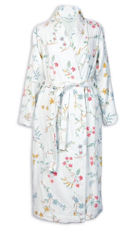 PiP Studio Bademantel Les Fleurs Bathrobe White M Weiß 100% Cotton, terry velour, 380 G, Bademantel Damen und Herren Morgenmantel Frottee von PiP Studio