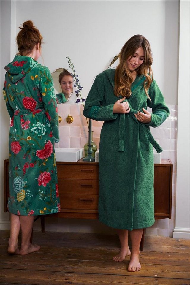 PiP Studio Bademantel Soft Zellige Bathrobe Green Xl Grün 100% Cotton, terry, 450 GSM X, Bademantel Damen und Herren Morgenmantel Frottee von PiP Studio