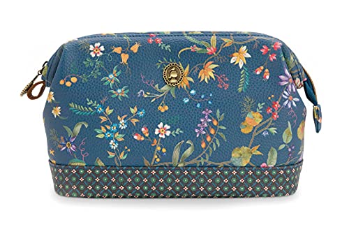 Cosmetic Purse Medium Petites Fleurs Dark Blue 22.5x9.5x15cm von PiP Studio