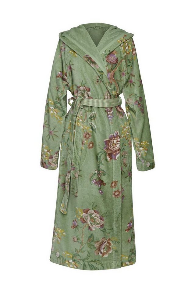 PiP Studio Bademantel Secret Garden Bathrobe_Green_UV_UV_L 1 Bademantel L, Gürtel, Bademantel Damen und Herren Morgenmantel Frottee von PiP Studio