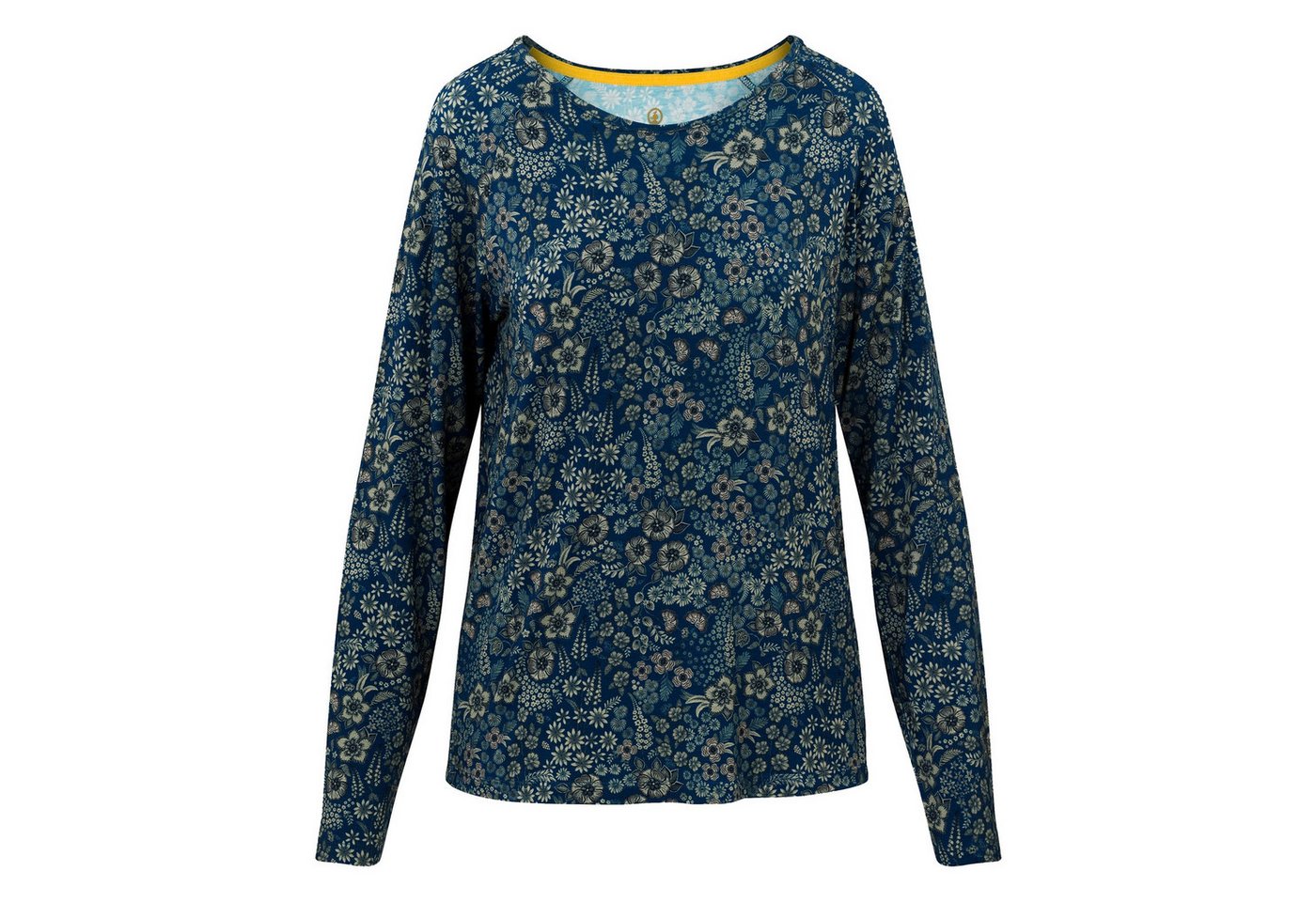 PiP Studio Langarmshirt Tina Long Sleeve Top Daisy Dreams mit kleinem Logo auf der Rückseite von PiP Studio
