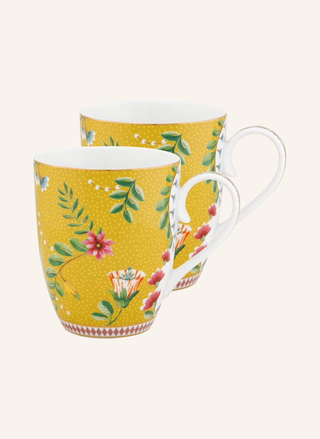 Pip Studio 2er-Set Henkelbecher Jolie Flowers Large gelb Pip Studio 2er-Set Henkelbecher Jolie Flowers Large gelb von PiP Studio