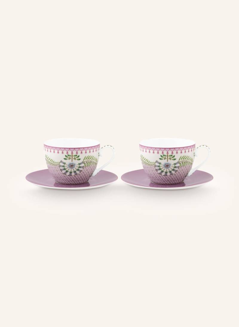 Pip Studio 2er-Set Kaffeetassen Lotus Mit Untertassen weiss von PiP Studio