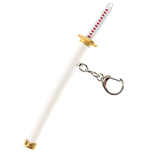 PiPi&W One Piece Schlüsselanhänger, Roronoa Zoro Katana Schlüsselanhänger, Anime Liebhaber Geschenk mit Samurai Messerständer (Weiß) von PiPi&W