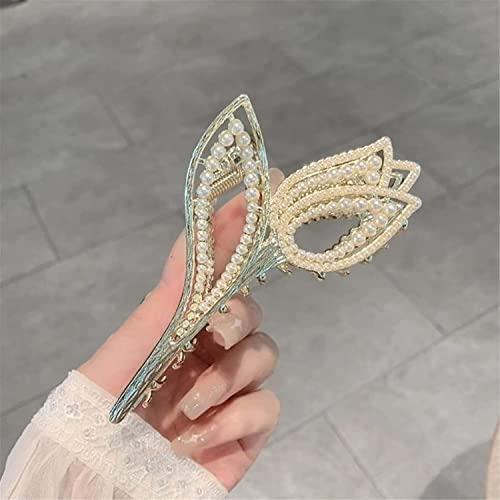 Koreanische Frauen Haar Klaue Gold Strass Perle Tulpe Blume Haarnadel Greifen Haar Clips Shark Clip Kopfschmuck 2 (Farbe: 108) (Farbe: 3) (Color : Multicoloured) von PiWine