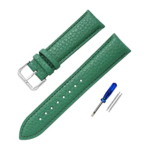 PiWine Uhrenarmbänder, Uhrenarmband, 12 mm–22 mm, for Herren und Damen, hochwertiges genarbtes Leder, Ersatz for Quarzuhr-Armband mit lässigem Zifferblatt (Color : Grün, Size : 20mm) von PiWine