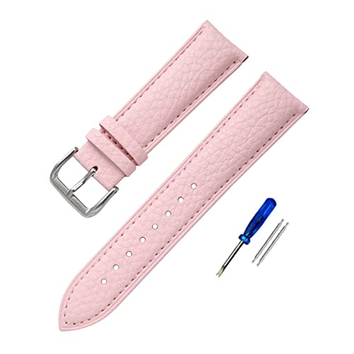 PiWine Uhrenarmbänder, Uhrenarmband, 12 mm–22 mm, for Herren und Damen, hochwertiges genarbtes Leder, Ersatz for Quarzuhr-Armband mit lässigem Zifferblatt (Color : Roze, Size : 14mm) von PiWine