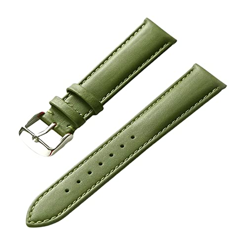 PiWine Uhrenarmbänder, Uhrenarmband, 13–22 mm, for Herren und Damen, schlichtes Echtleder-Armband, Edelstahl-Dornschließe, bequemes, atmungsaktives Uhrenarmband (Color : Apple Green, Size : 14mm) von PiWine