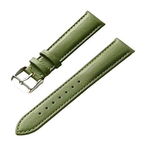 PiWine Uhrenarmbänder, Uhrenarmband, 13–22 mm, for Herren und Damen, schlichtes Echtleder-Armband, Edelstahl-Dornschließe, bequemes, atmungsaktives Uhrenarmband (Color : Apple Green, Size : 15mm) von PiWine