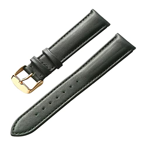 PiWine Uhrenarmbänder, Uhrenarmband, 13–22 mm, for Herren und Damen, schlichtes Echtleder-Armband, Edelstahl-Dornschließe, bequemes, atmungsaktives Uhrenarmband (Color : Dark Green Gold, Size : 22mm) von PiWine