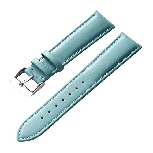 PiWine Uhrenarmbänder, Uhrenarmband, 13–22 mm, for Herren und Damen, schlichtes Echtleder-Armband, Edelstahl-Dornschließe, bequemes, atmungsaktives Uhrenarmband (Color : Light Blue, Size : 17mm) von PiWine