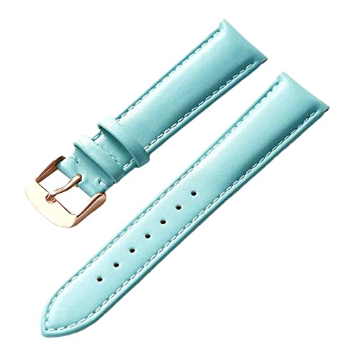 PiWine Uhrenarmbänder, Uhrenarmband, 13–22 mm, for Herren und Damen, schlichtes Echtleder-Armband, Edelstahl-Dornschließe, bequemes, atmungsaktives Uhrenarmband (Color : Light Blue Rose, Size : 14mm) von PiWine