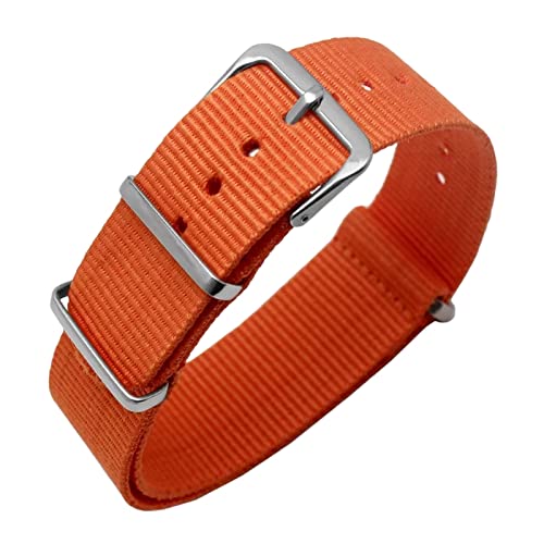 PiWine Uhrenarmbänder, Uhrenarmband, 18/20/22 mm, lässiges, weiches, hautfreundliches Nylon-Uhrenarmband, geeignet for Quarzuhren, Ersatzuhrenarmband for analoge Uhren (Color : Oranje, Size : 20mm) von PiWine