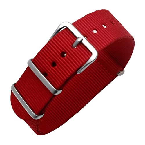 PiWine Uhrenarmbänder, Uhrenarmband, 18/20/22 mm, lässiges, weiches, hautfreundliches Nylon-Uhrenarmband, geeignet for Quarzuhren, Ersatzuhrenarmband for analoge Uhren (Color : Red, Size : 20mm) von PiWine