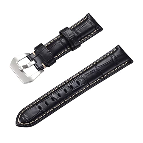 PiWine Uhrenarmbänder, Uhrenarmband, 22 mm/24 mm, rauer Stil, echtes Leder, Ersatz-Armband for Herren, bequem und wasserdicht, atmungsaktiv (Color : Type D3, Size : 24mm) von PiWine