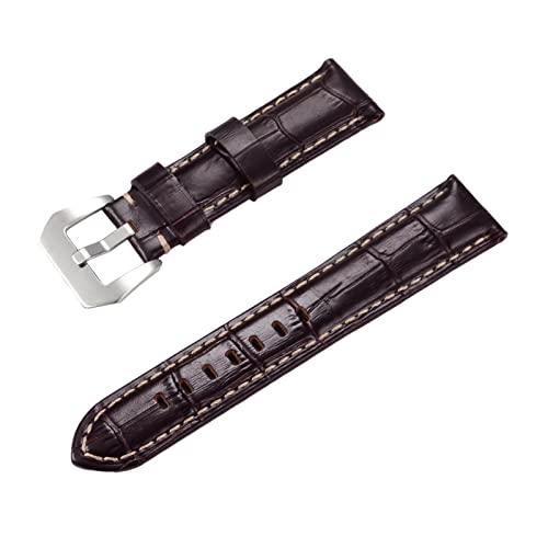 PiWine Uhrenarmbänder, Uhrenarmband, 22 mm/24 mm, rauer Stil, echtes Leder, Ersatz-Armband for Herren, bequem und wasserdicht, atmungsaktiv (Color : Type D7, Size : 24mm) von PiWine