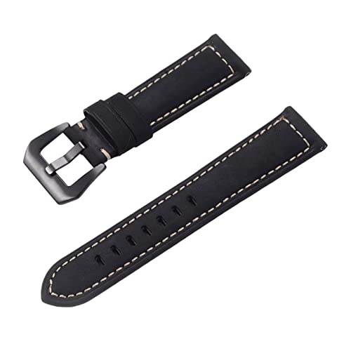 PiWine Uhrenarmbänder, Uhrenarmband, 22 mm/24 mm, rauer Stil, echtes Leder, Ersatz-Armband for Herren, bequem und wasserdicht, atmungsaktiv (Color : Type E4, Size : 24mm) von PiWine